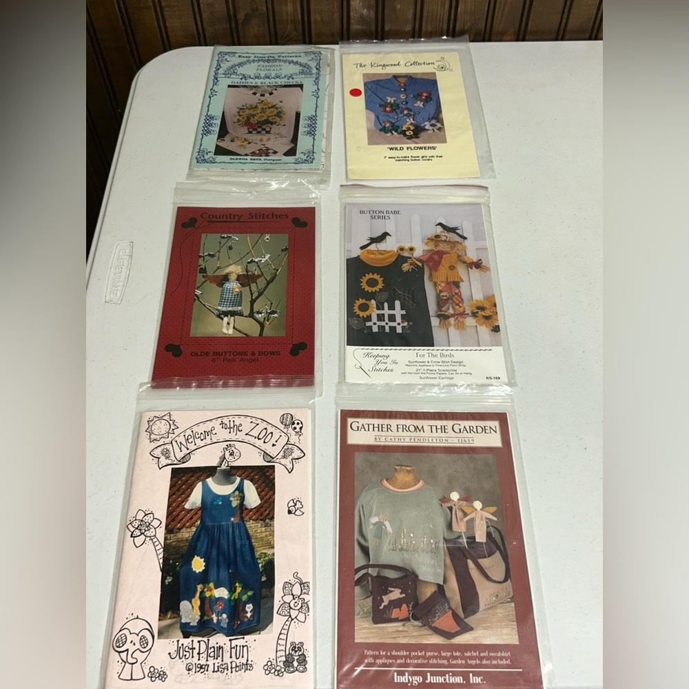 Mixed Lot Of 6 Craft Sewing Patterns Or Projects New & Used